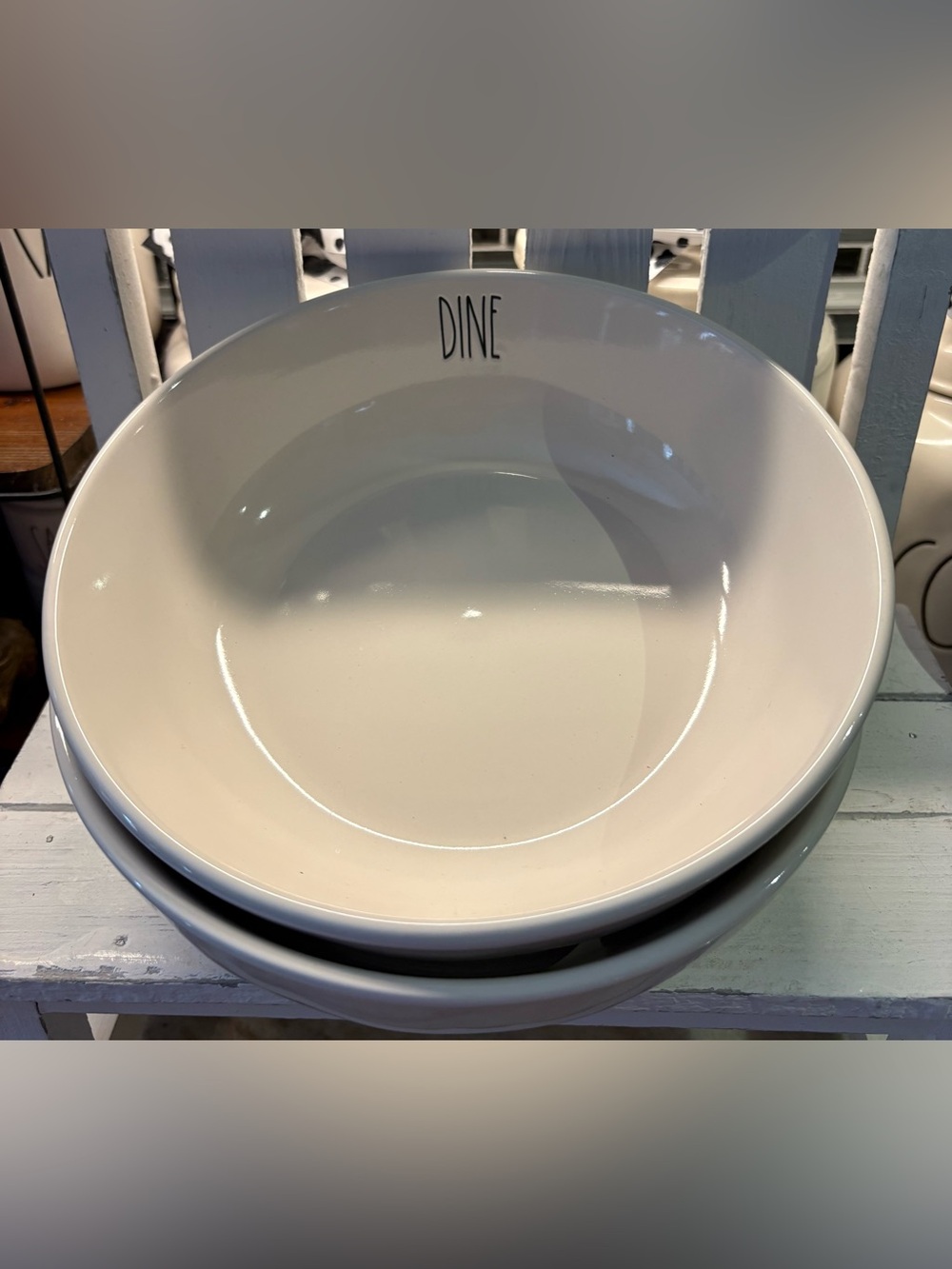 Rae Dunn Cream DINE Ceramic Serving Bowl